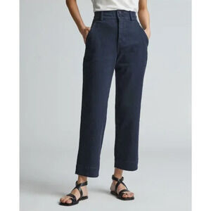 NWT Everlane Sz 2 The Organic Straight Leg High Rise Pant in Navy Blue